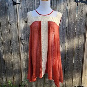 Ryu Boho Lace Crochet Handkerchief Hem Tunic Tank Top Womens 1X Festival Fairy